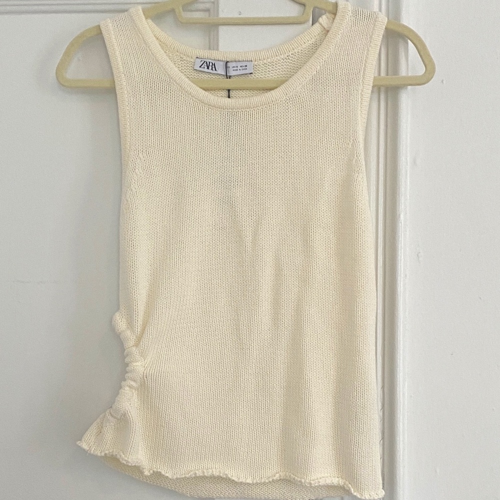 NWT ZARA White Knit Side Cutout Tank